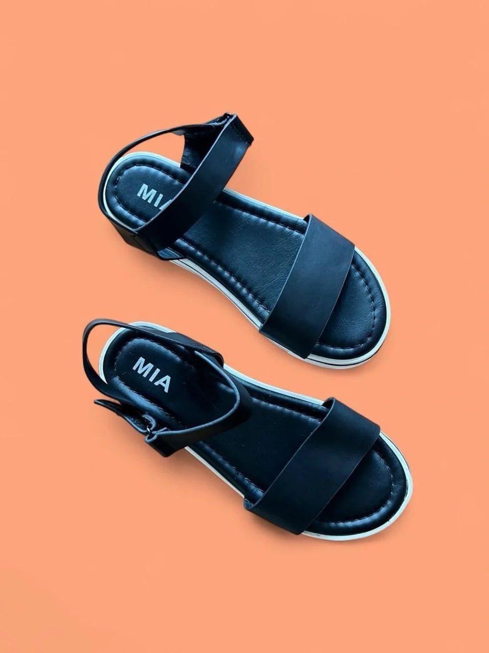 MIA Black Platform Slingback Sandals